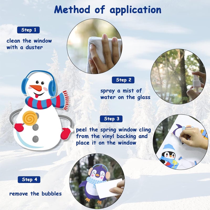 Tevxj Large Size Hello Winter Window Clings for Christmas Snowflake Decoration Xmas Windows Decals Snowman Window Stickers for Showcase Home Decor Merry Christmas Party Supplies - Image 4